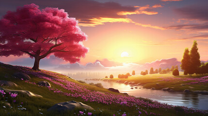 Obraz na płótnie Canvas Beautiful spring morning nature background