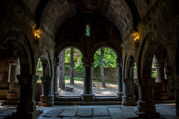 Christian church. Sanahin monastery complex. Apostolic Church in Armenia. Church architecture, arches and dome