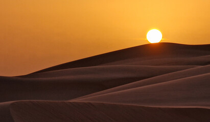 Sunrise in mauritania in the Sahara Desert 