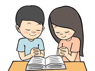 Christians, men and women, prayer, fellowship, reading the bible Pray for each other