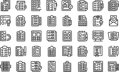 Questionnaire icons set outline vector. Online phone. Business mark