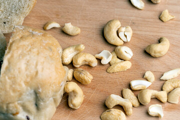 fresh cashew nuts on the table