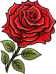 Red and green rose flower with a starry transparency background, perfect for various creative projects. Genterative AI.