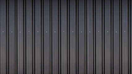 Black aluminum corrugated steel wall background with gradient light on surface in widescreen view