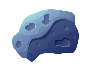 Cartoon flying space asteroid with craters and bumps. Vector isolated stone. © Ekaterina