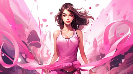 Illustration for Breast Cancer Awareness Month，AI generated.