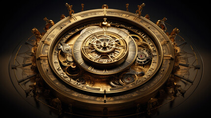 Fototapeta na wymiar old astronomical clock mechanism futuristic