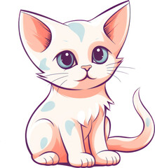 Cute kitten clip art with a transparent background in a flat design style. Generative AI.