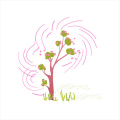 Seasons, trees in different periods. Vector illustration, concept of change of seasons. Spring Summer Autumn Winter.