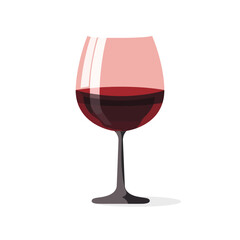 Transparent wine glass in flat design isolated on white background. Vector illustration