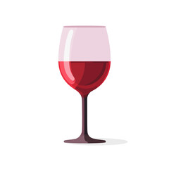 Transparent wine glass in flat design isolated on white background. Vector illustration