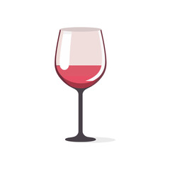 Transparent wine glass in flat design isolated on white background. Vector illustration