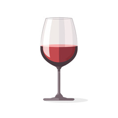 Transparent wine glass in flat design isolated on white background. Vector illustration