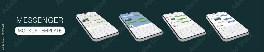 Poster smartphone perspective view. message bubble chats for smartphones with vector chat boxes designed fo