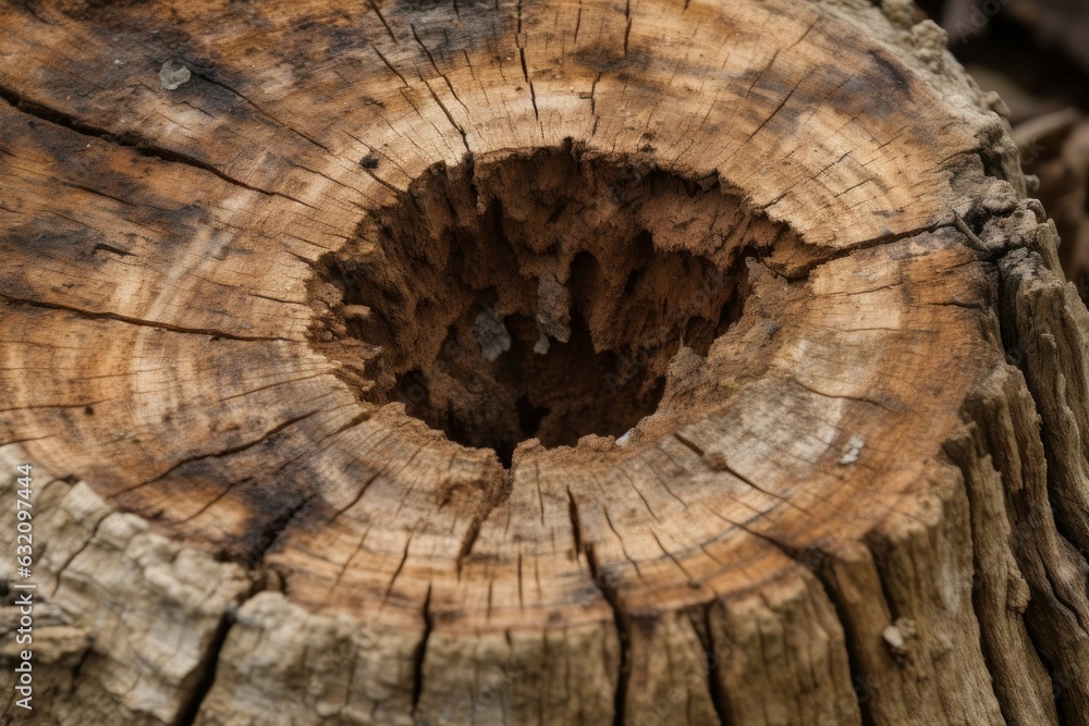 Poster tree stump hole slice. generate ai