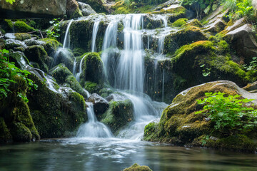 Fototapeta na wymiar mountain spring pure and clear water
