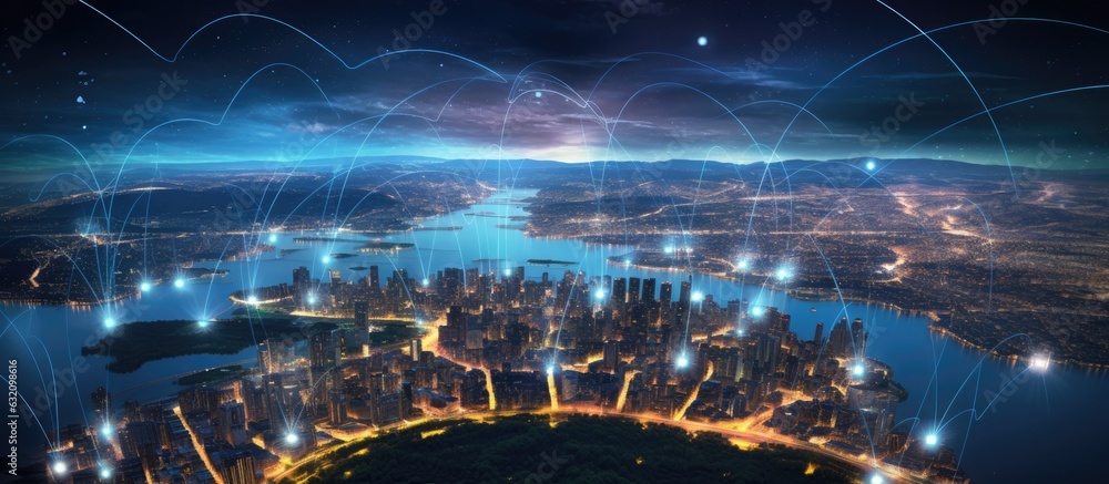 Poster develop various technologies and networks, such as telecommunications, 5g cellular data connections,