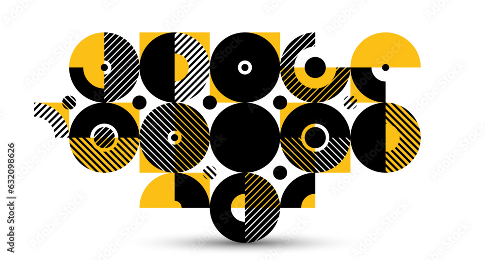 Aufkleber abstract geometric vector background, modular tiling stripy art with circles and other shapes, retro