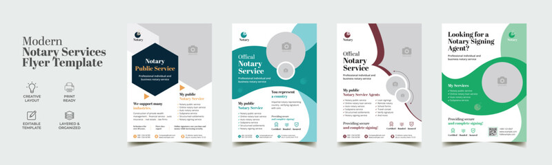 notary service flyer design with poster brochure leaflet template. 