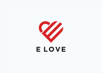 initial e love logo design vector silhouette illustration
