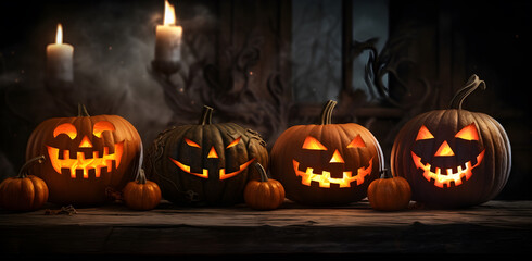 halloween pumpkin in fire eye  generative ai