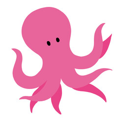 Hand drawn pink octopus for under the sea elements, sea life, aquarium, summer vibe, marine life, diving, animal sticker, cute patches, brooch, shirt print, cartoon character, plush toy, souvenir shop
