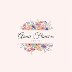Watercolor flowers logo