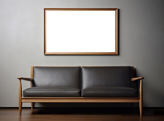 3D rendering an empty framed picture in living room