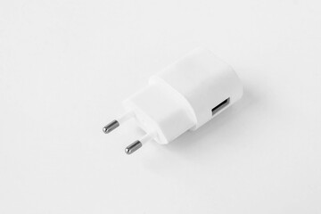 phone charger, usb port, on a white background