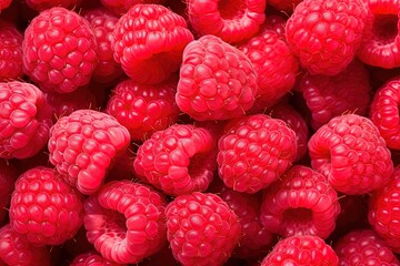 Top view of a fresh and sweet raspberries background.