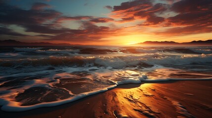 Fototapeta na wymiar Sand dunes on the beach at sunset.