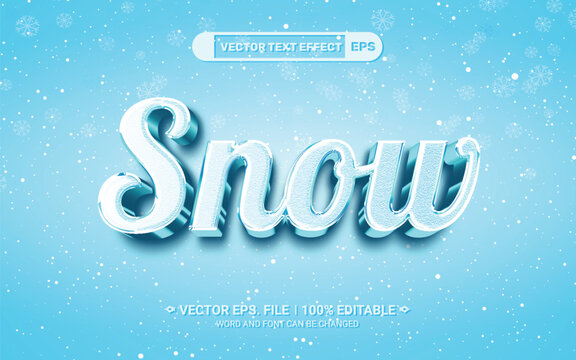 Editable 3d winter snow vector text effect