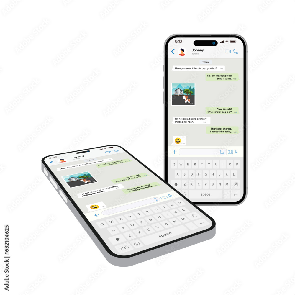 Poster smartphone perspective view. message bubble chats for smartphones with vector chat boxes designed fo