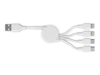 MULTICABLE  3 IN 1 RETRACTABLE  FAST CHARGE Cable, 3d render illustration.