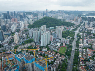 Fototapeta na wymiar Shenzhen ,China - June 01,2022: Aerial view of landscape in Shenzhen city, China