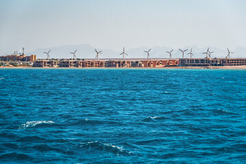 Wind farm for electric power production, near the sea
