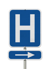 Hospital highway road sign