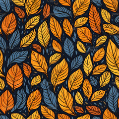 autumn leaves pattern. colorfull pattern. Generative AI