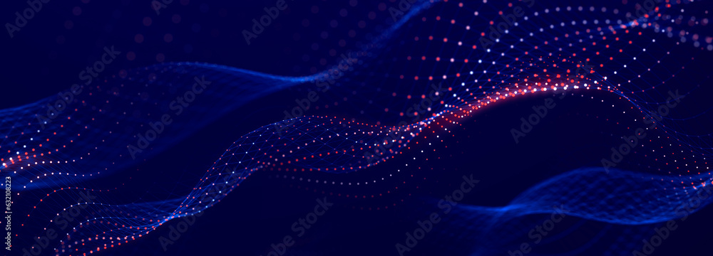 Aufkleber lights background. colored music wave. big data digital code. futuristic dots illustration. 3d