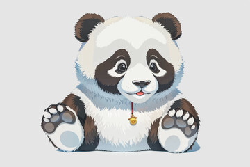 Set of cute big panda, cartoon animal design flat vector illustration.