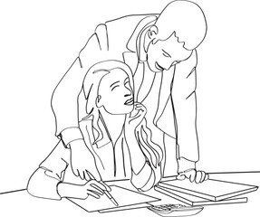 Illustrating Workplace Teasing and Harassment in Business Setting, Challenging Workplace Culture: Sketch Depicting Teasing and Harassment in Office