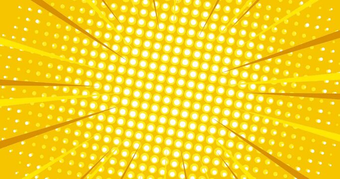 comic sun rays with dot halftone video animation on yellow
