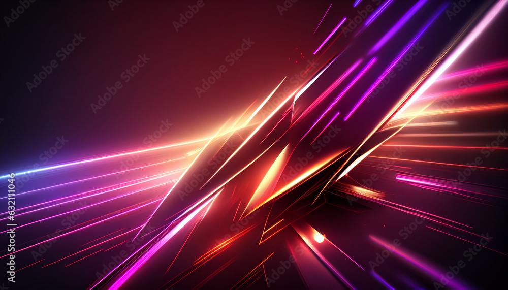 Poster abstract neon lights background with laser rays, and glowing lines, abstract background with glowing