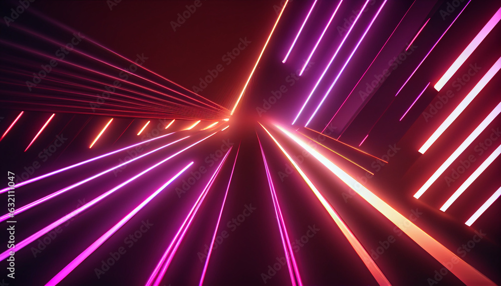 Poster abstract neon lights background with laser rays, and glowing lines, abstract background with glowing