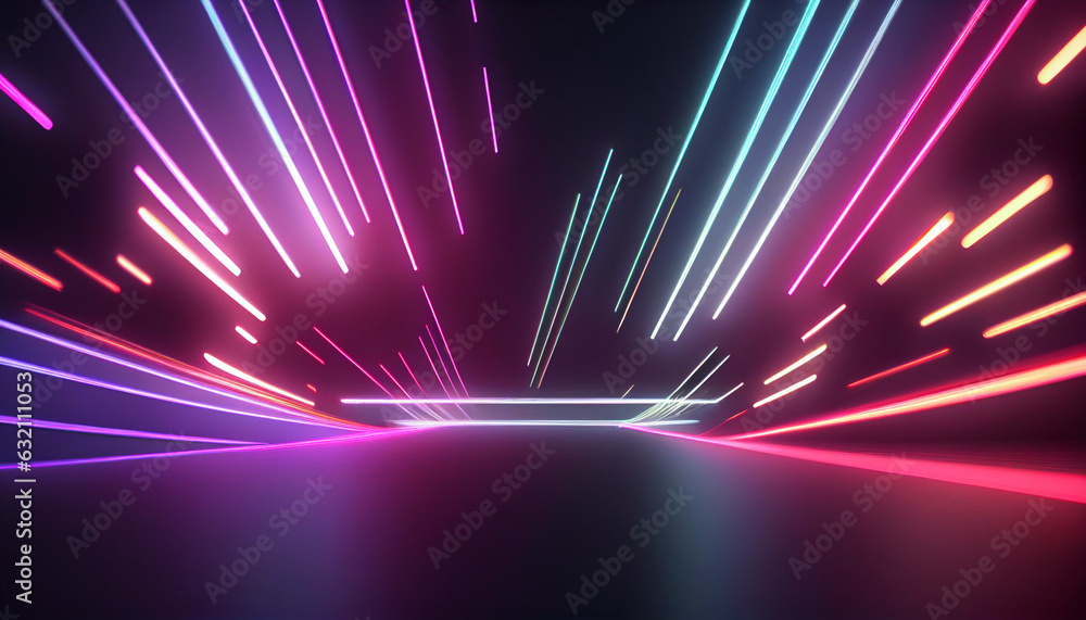 Poster abstract neon lights background with laser rays, and glowing lines, abstract background with glowing