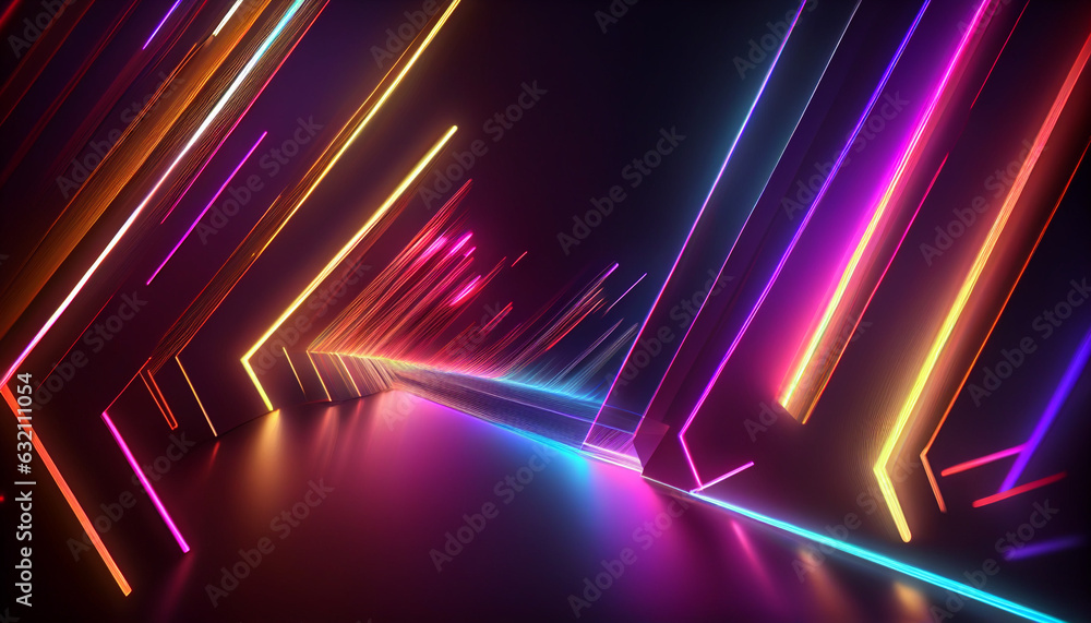 Poster abstract neon lights background with laser rays, and glowing lines, abstract background with glowing