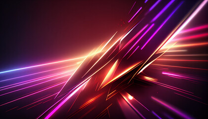  Abstract neon lights background with laser rays, and glowing lines, abstract background with glowing lines, disco lights background loop, Ai generated image  