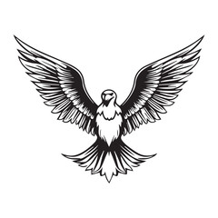 Fototapeta premium Eagle, hawk, falcon emblem with spread wings, heraldic symbol, bird, predator, wild animal, design,