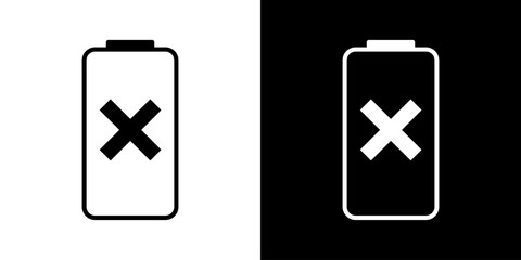 Icon of battery charge level indicators. Low and full battery. Accumulator sign.