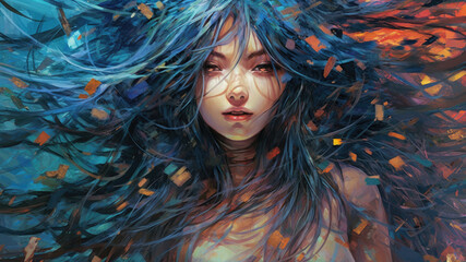 Beautiful Waifu Style Girl #14 with Generative AI technology